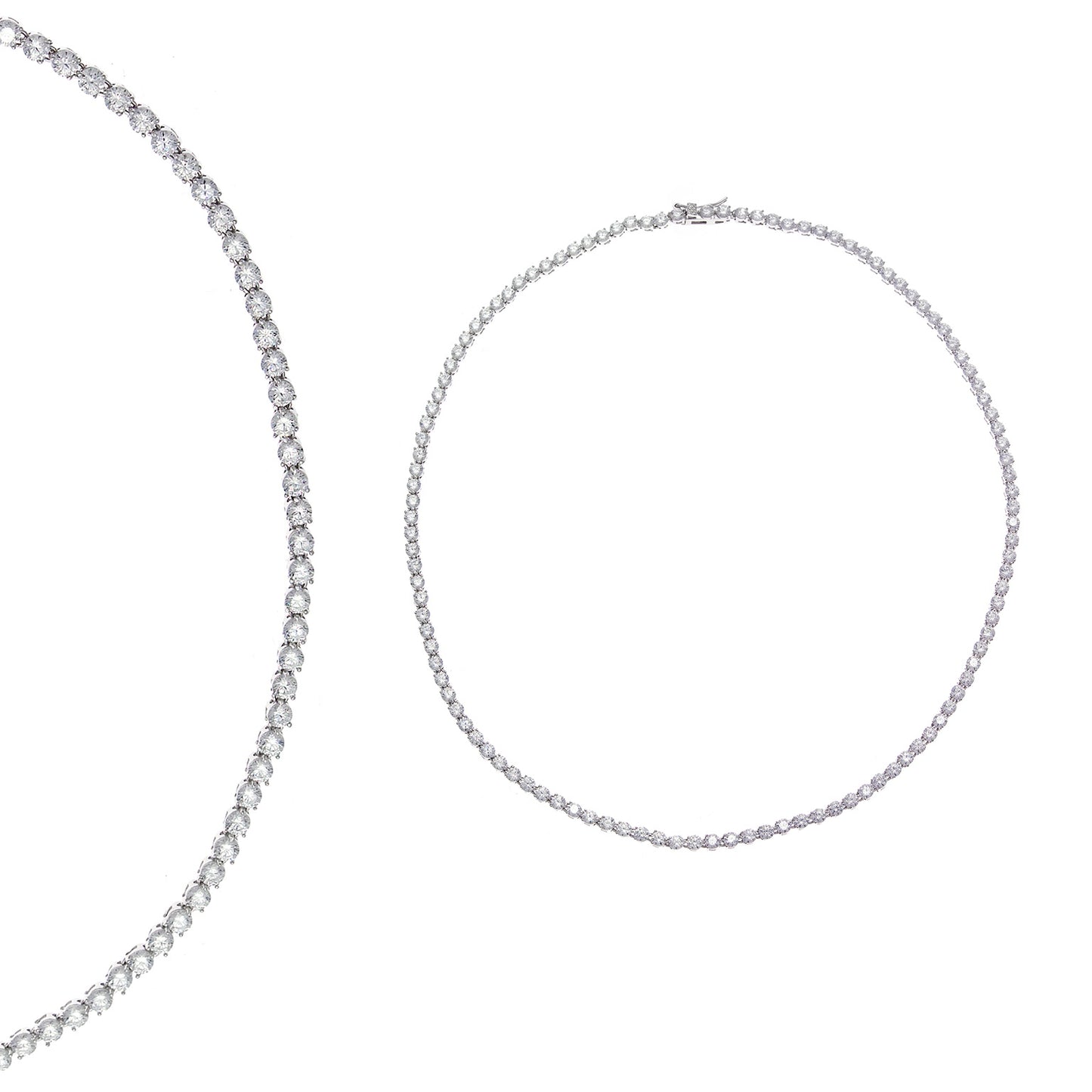 COLLAR PLATA RODIO CIRCONITAS BRILLANTES BLANCAS