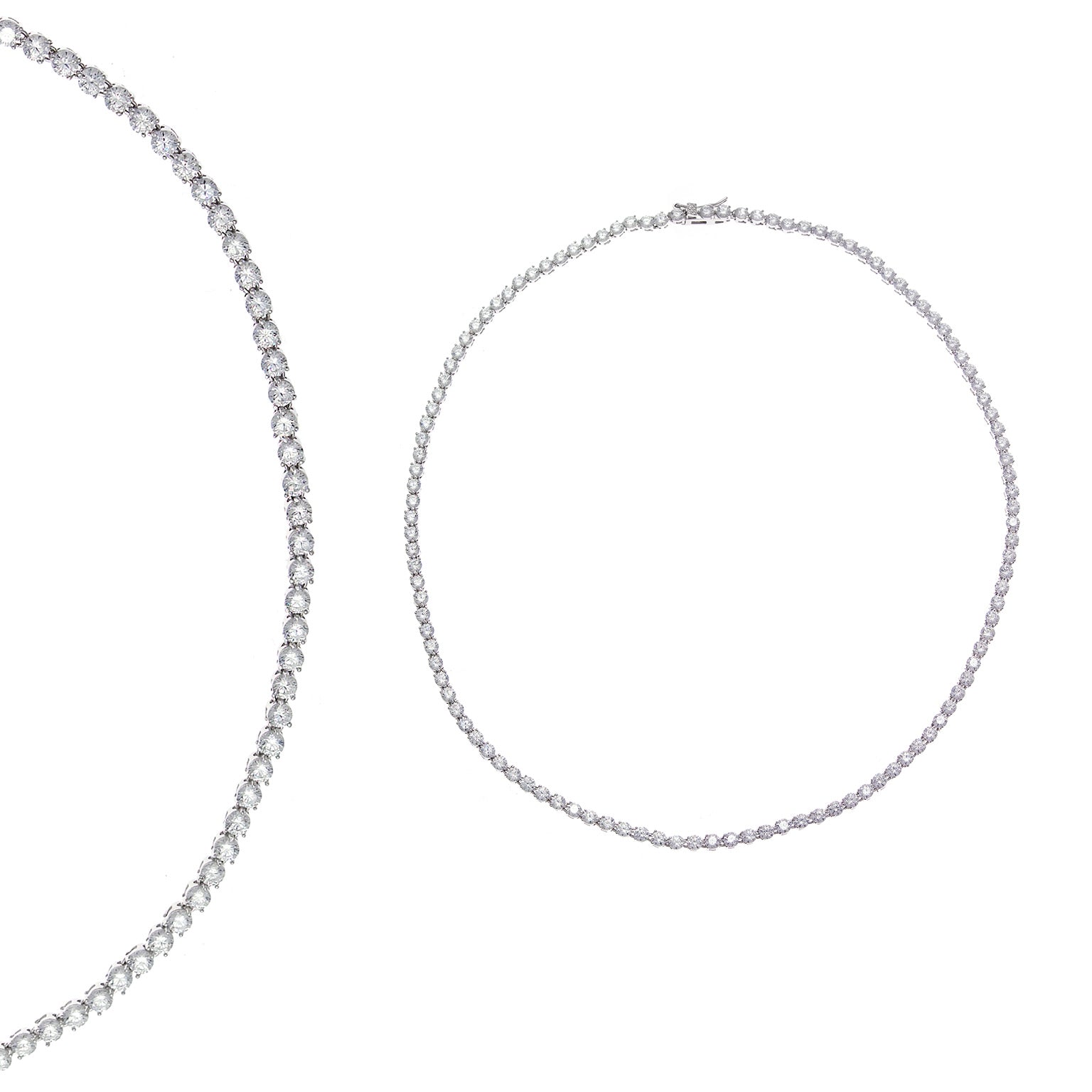 COLLAR PLATA RODIO CIRCONITAS BRILLANTES BLANCAS