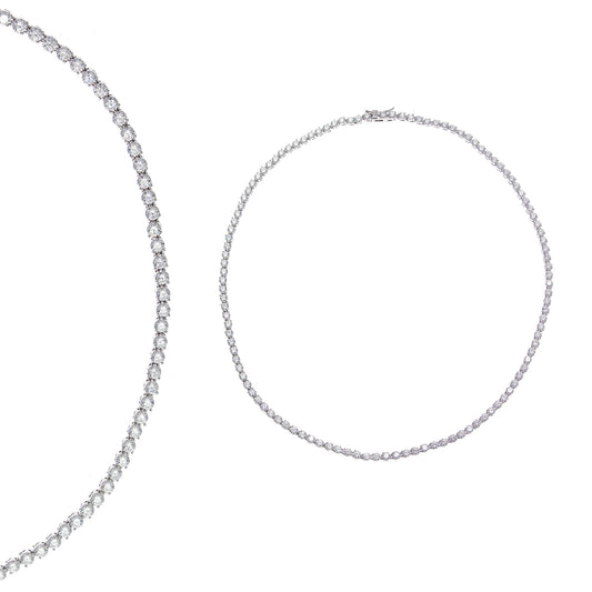 COLLAR PLATA RODIO CIRCONITAS BRILLANTES BLANCAS