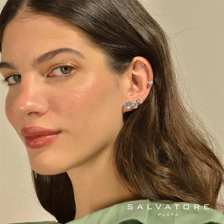 PENDIENTES PLATA RODIO PUNTO DE LUZ CIRCONITA XL