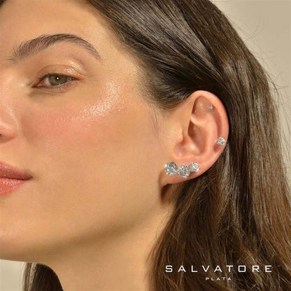 PENDIENTES PLATA RODIO PUNTO DE LUZ CIRCONITA XL
