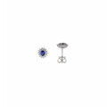 PENDIENTES PLATA RODIO CIRCONITA AZUL ZAFIRO OVALADA