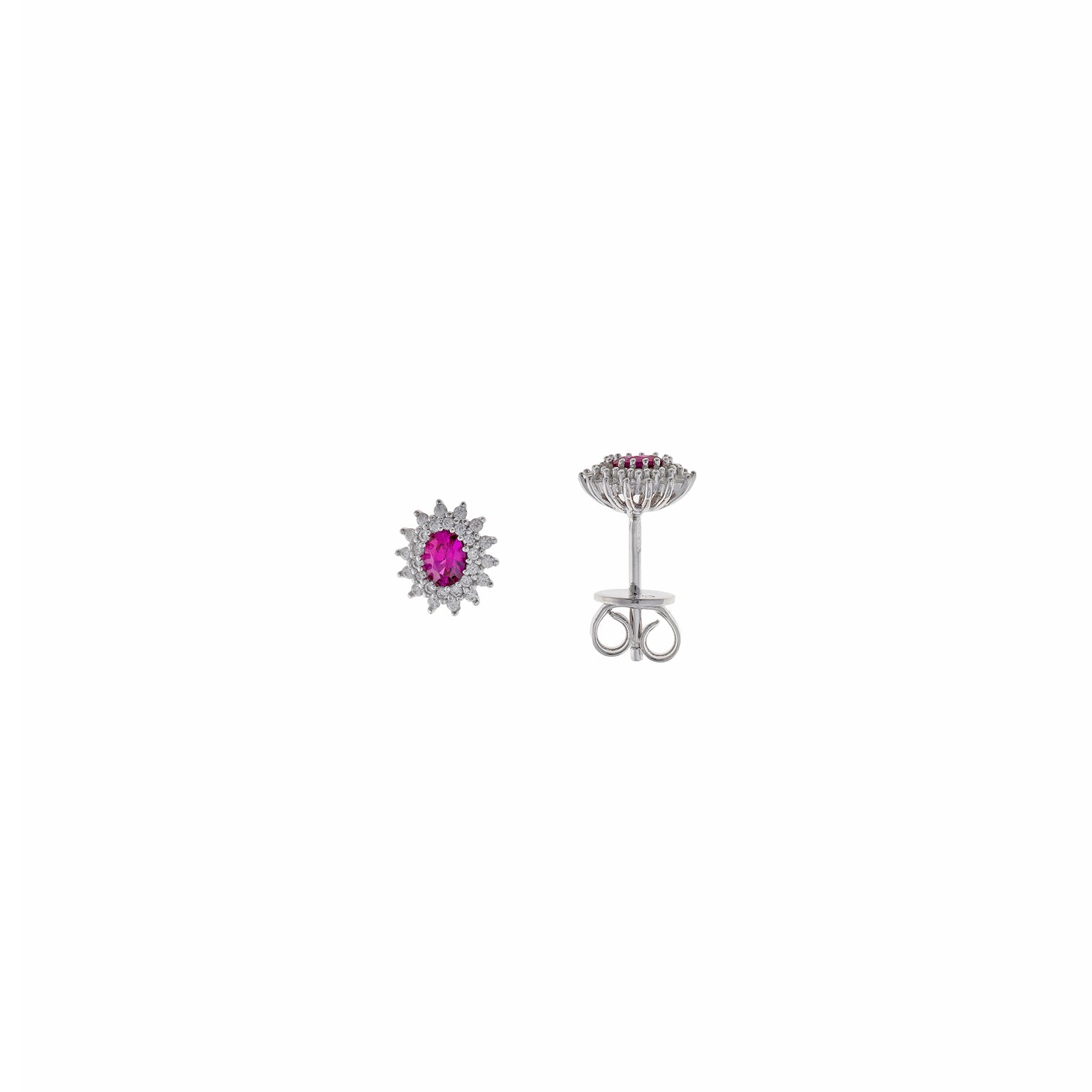 PENDIENTES PLATA RODIO CIRCONITA RUBI OVALADA ALREADEDOR
