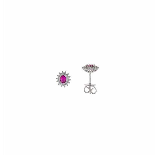 PENDIENTES PLATA RODIO CIRCONITA RUBI OVALADA ALREADEDOR