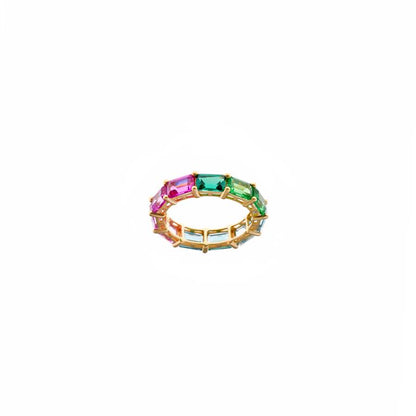 SORTIJA PLATA CHAPADO DORADO ARO RUBI PERIDOTO