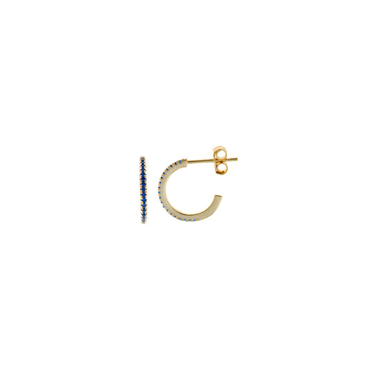 PENDIENTES PLATA CHAPADO DORADO ARO CIRCONITAS AZUL (1CM/M)