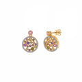 PENDIENTES PLATA CHAPADO DORADO REDONDOS CIRCONITAS MULTICOLOR