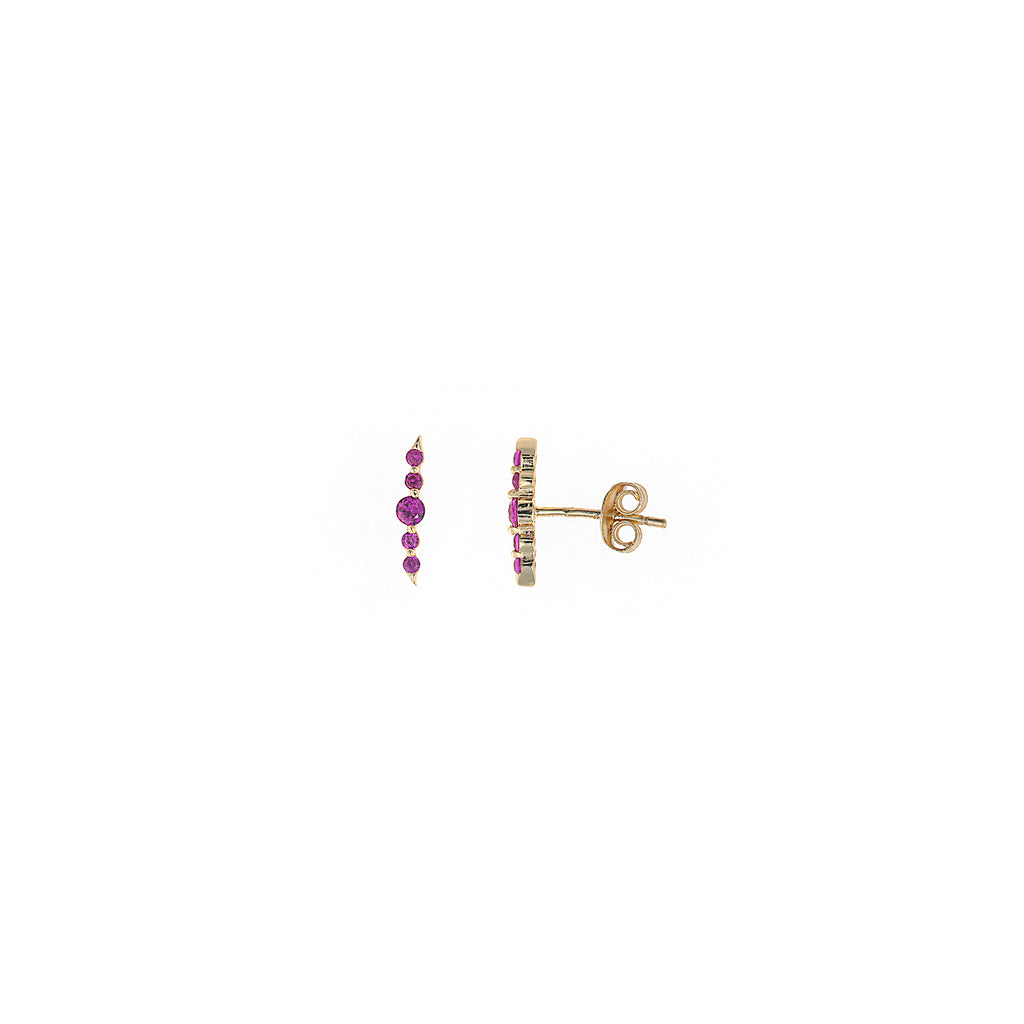 PENDIENTES PLATA CHAPADO DORADO CURVO CIRCONITAS RUBI