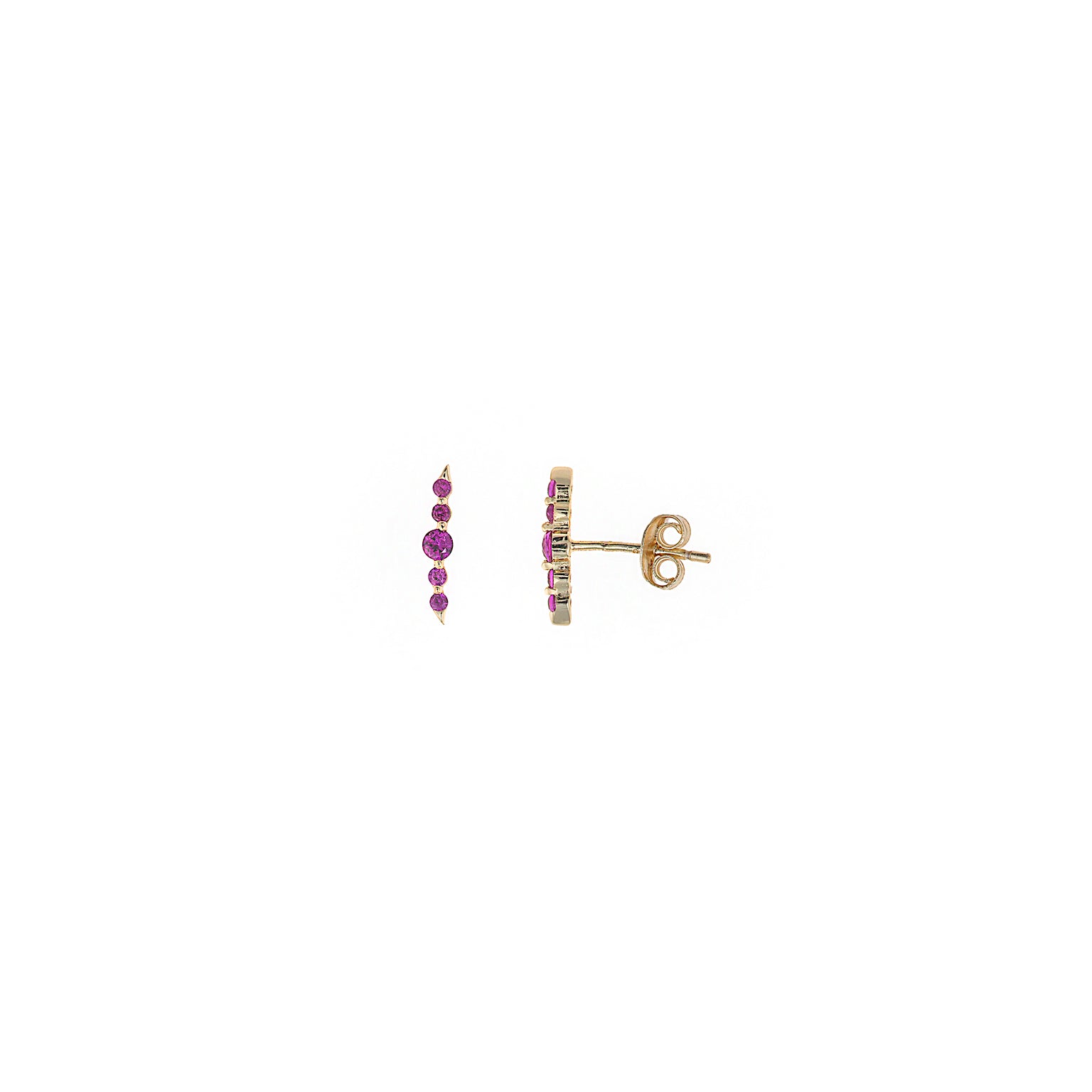 PENDIENTES PLATA CHAPADO DORADO CURVO CIRCONITAS RUBI