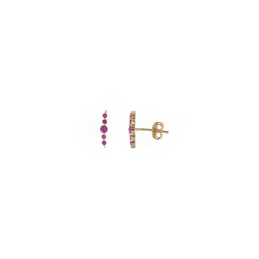 PENDIENTES PLATA CHAPADO DORADO CURVO CIRCONITAS RUBI