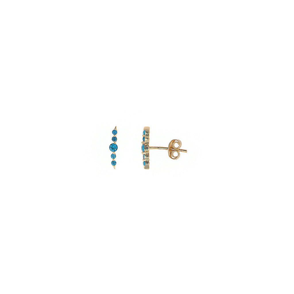 PENDIENTES PLATA CHAPADO DORADO CURVO CIRCONITAS AQUAMARINA