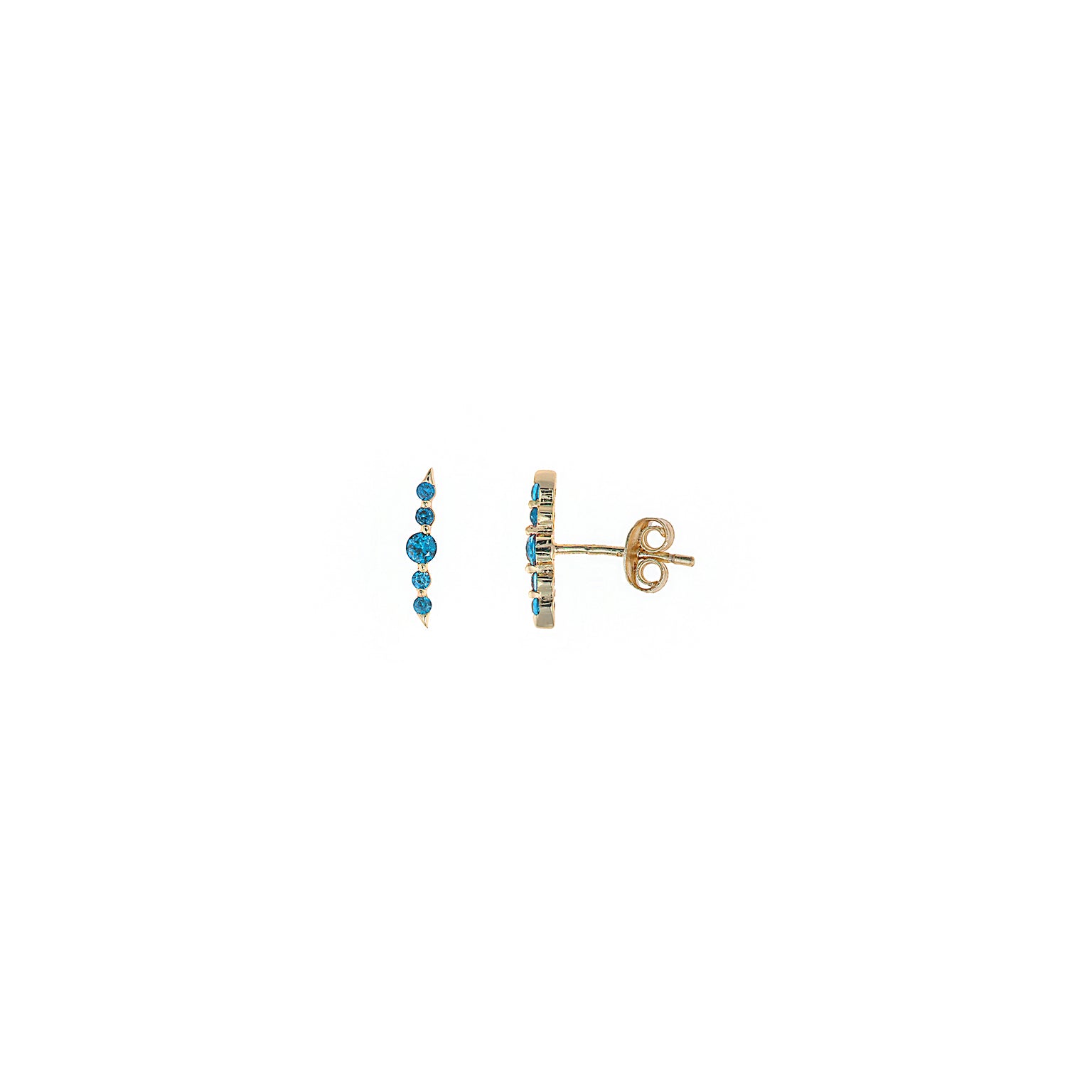PENDIENTES PLATA CHAPADO DORADO CURVO CIRCONITAS AQUAMARINA
