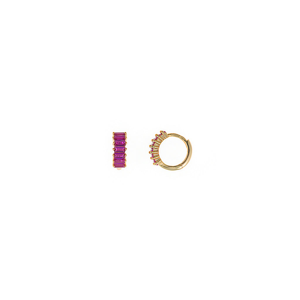 PENDIENTES PLATA CHAPADO DORADO ARO CIRCONITAS RUBI