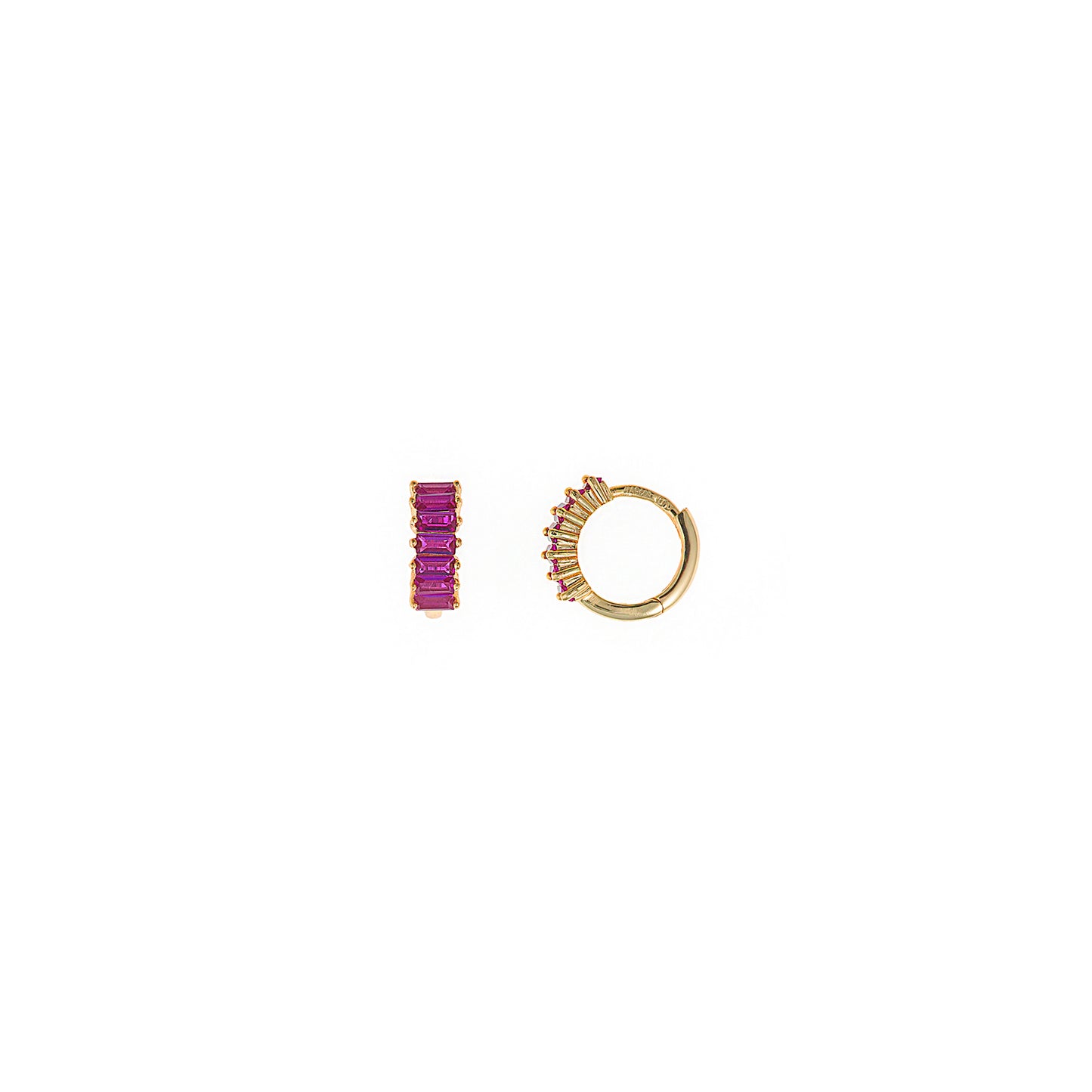 PENDIENTES PLATA CHAPADO DORADO ARO CIRCONITAS RUBI