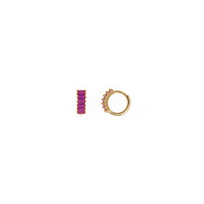 PENDIENTES PLATA CHAPADO DORADO ARO CIRCONITAS RUBI