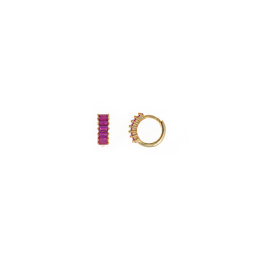 PENDIENTES PLATA CHAPADO DORADO ARO CIRCONITAS RUBI