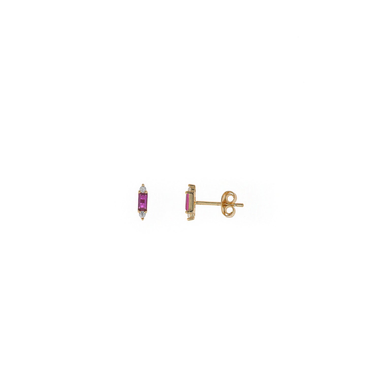 PENDIENTES PLATA CHAPADO DORADO CIRCONITA RUBI BAGUET
