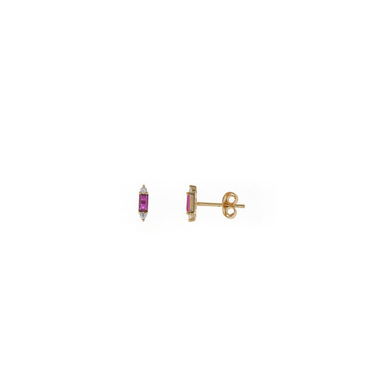 PENDIENTES PLATA CHAPADO DORADO CIRCONITA RUBI BAGUET