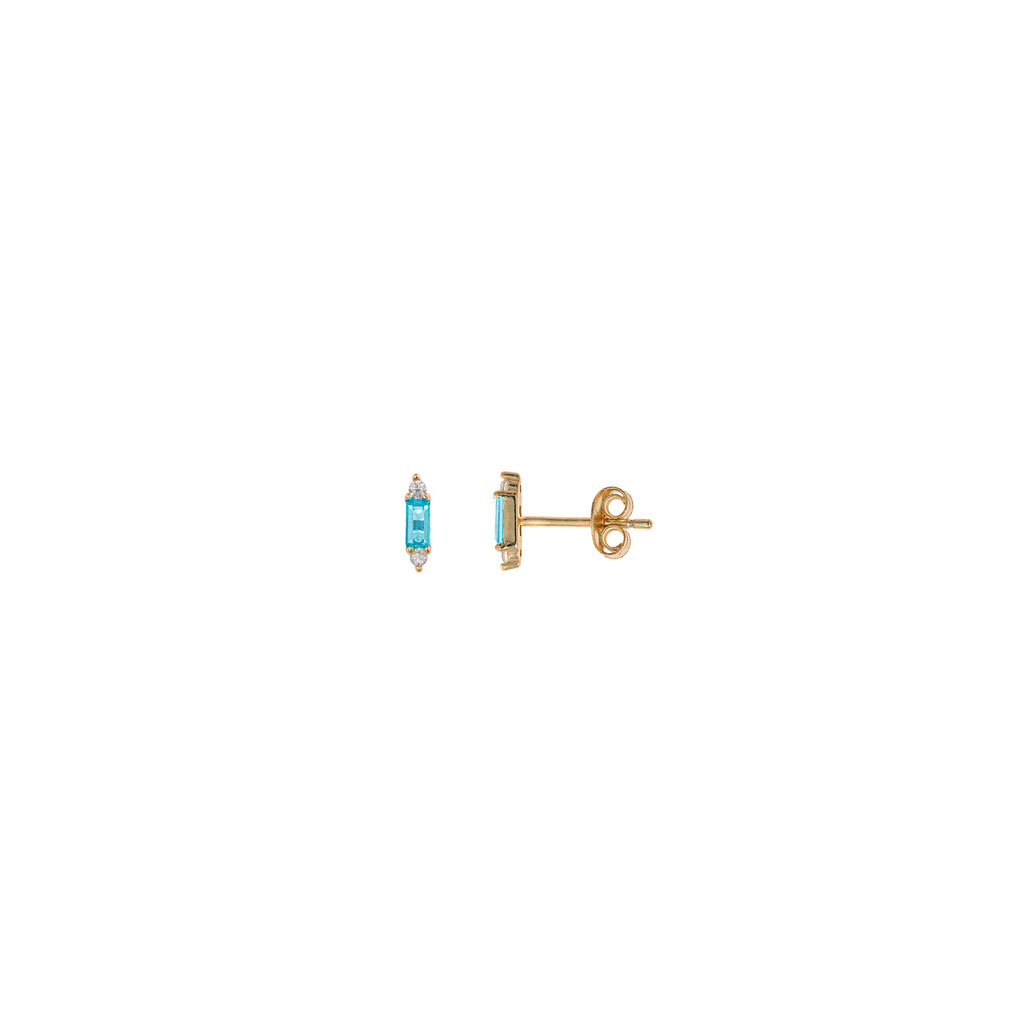 PENDIENTES PLATA CHAPADO DORADO CIRCONITA AQUAMARINA BAGUET