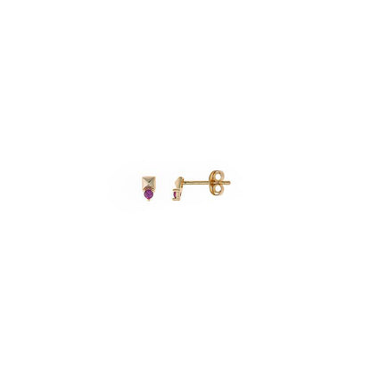 PENDIENTES PLATA CHAPADO DORADO TACHUELA PIRAMIDE CIRCONITA RUBI BRILLANTE