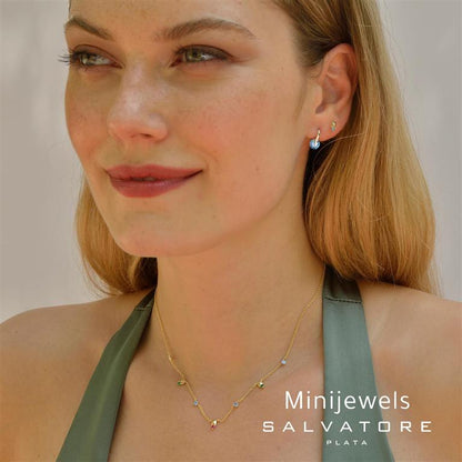 PENDIENTES PLATA CHAPADO DORADO TACHUELA PIRAMIDE CIRCONITA AQUAMARINA BRILLANTE