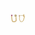 PENDIENTES PLATA CHAPADO DORADO CIRCONITA RUBI BRILLANTE CADENA BARBADA