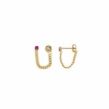 PENDIENTES PLATA CHAPADO DORADO CIRCONITA RUBI BRILLANTE CADENA BARBADA
