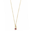 COLLAR PLATA CHAPADO DORADO CUADRADO CIRCONITA RUBI BRILLANTE CON BARRA