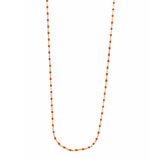 COLLAR PLATA CHAPADO DORADO BOLITAS ESMLALTADAS CORAL
