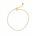 PULSERA PLATA CHAPADO DORADO BOLITAS ESMLALTADAS MENTA