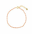 PULSERA PLATA CHAPADO DORADO BOLITAS ESMLALTADAS CORAL