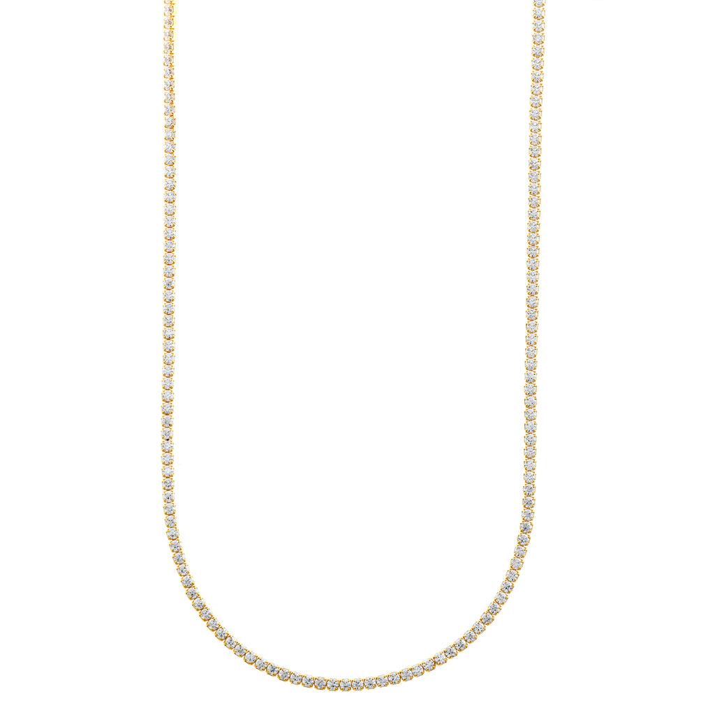 COLLAR PLATA CHAPADO DORADO RIVIERE CIRCONITAS BLANCAS