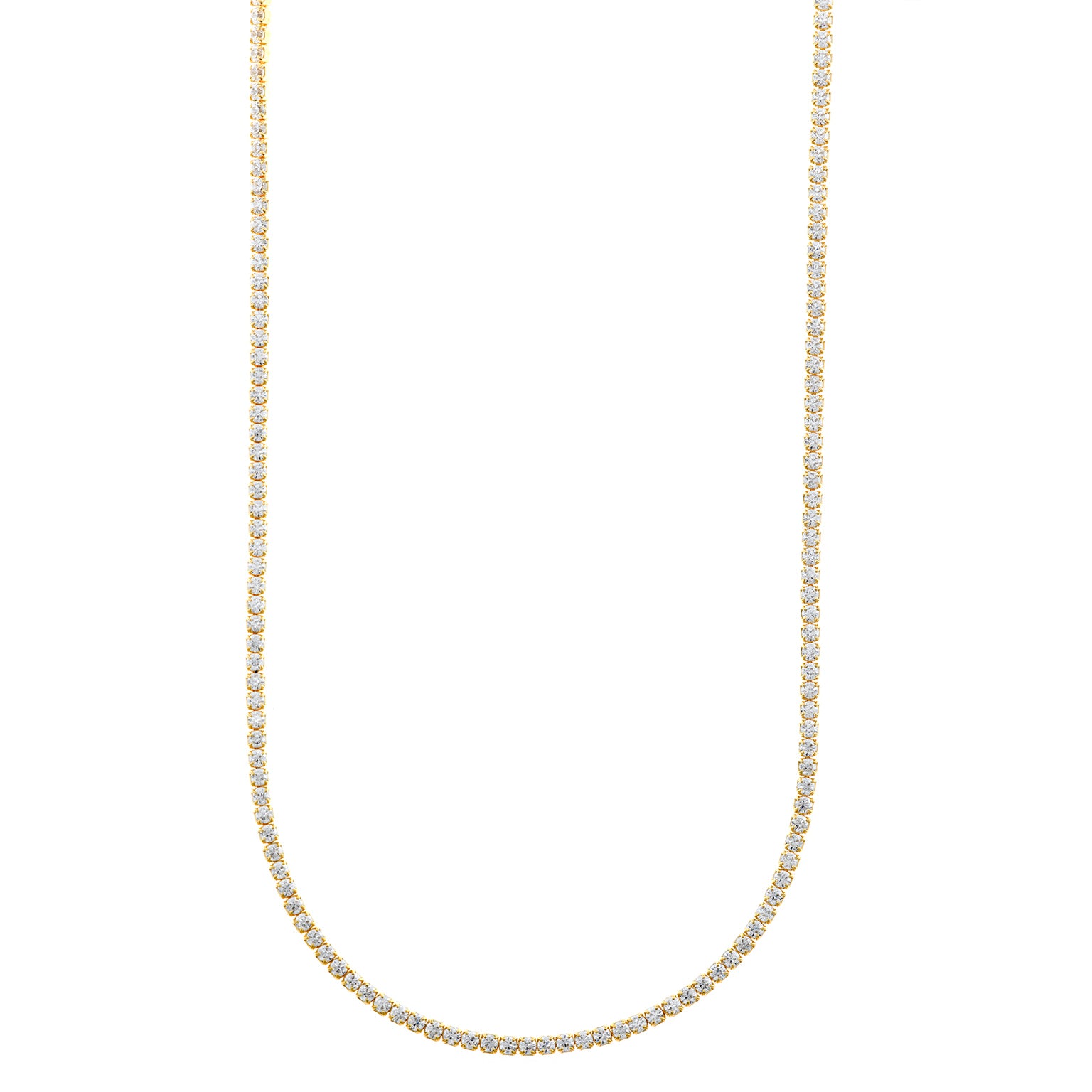 COLLAR PLATA CHAPADO DORADO RIVIERE CIRCONITAS BLANCAS