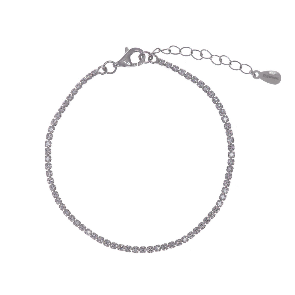 PULSERA PLATA RODIO RIVIERE CIRCONITAS BLANCAS
