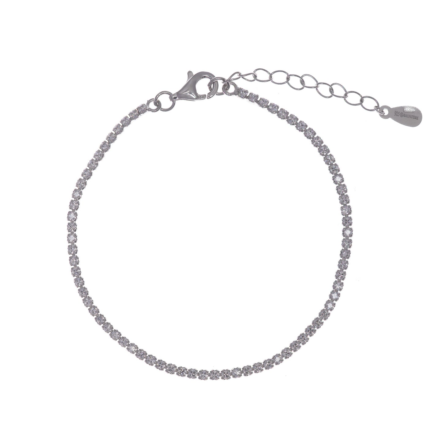 PULSERA PLATA RODIO RIVIERE CIRCONITAS BLANCAS