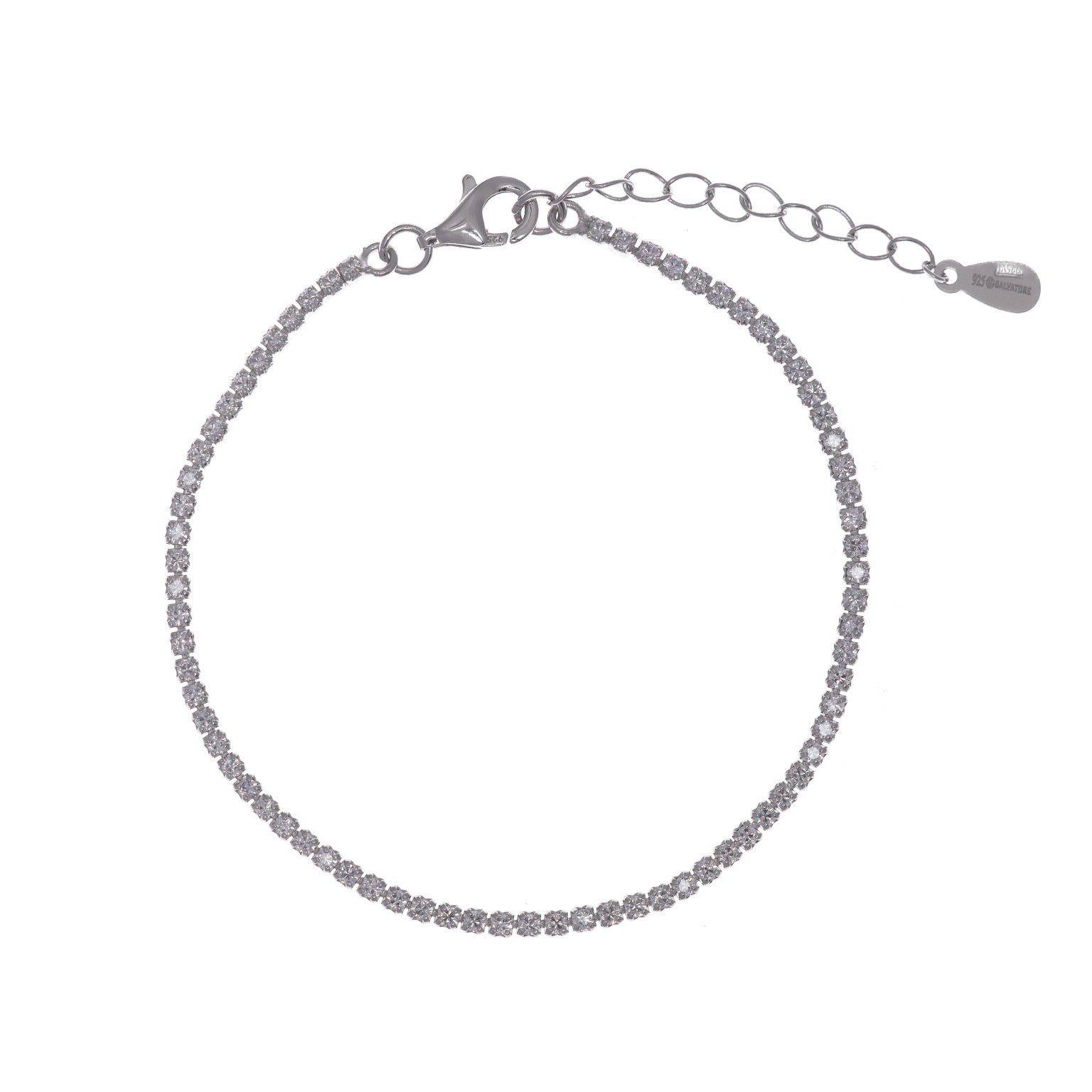 PULSERA PLATA RODIO RIVIERE CIRCONITAS BLANCAS