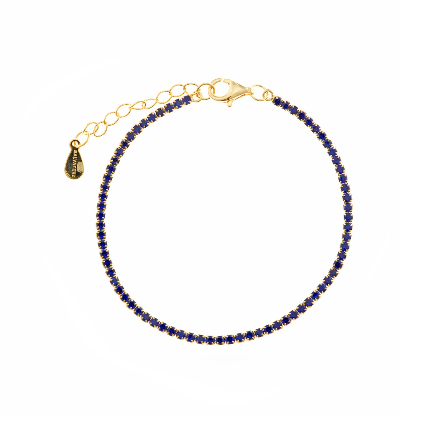 PULSERA PLATA CHAPADO DORADO CIRCONITAS BRILLANTES AZUL