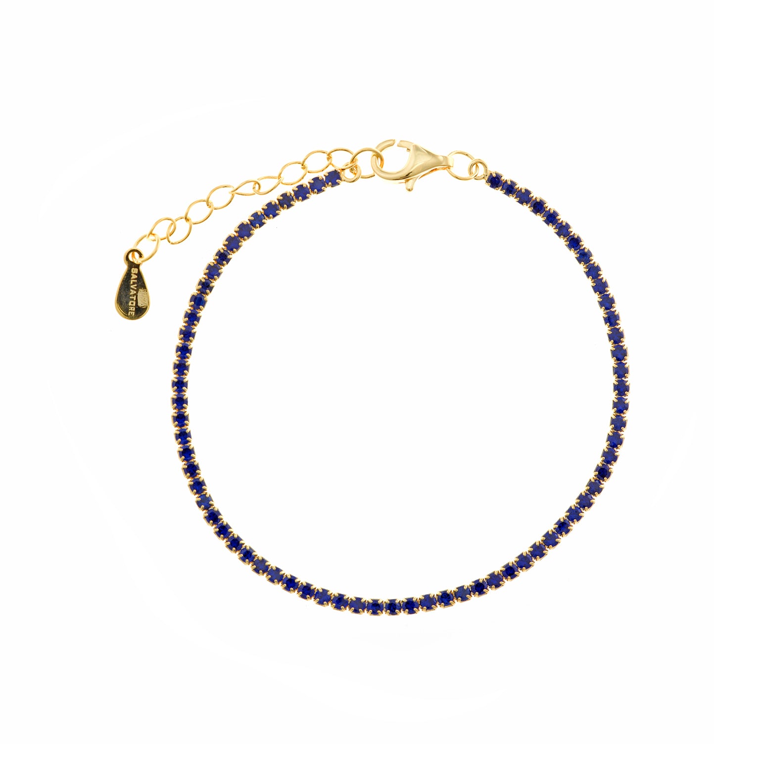 PULSERA PLATA CHAPADO DORADO CIRCONITAS BRILLANTES AZUL