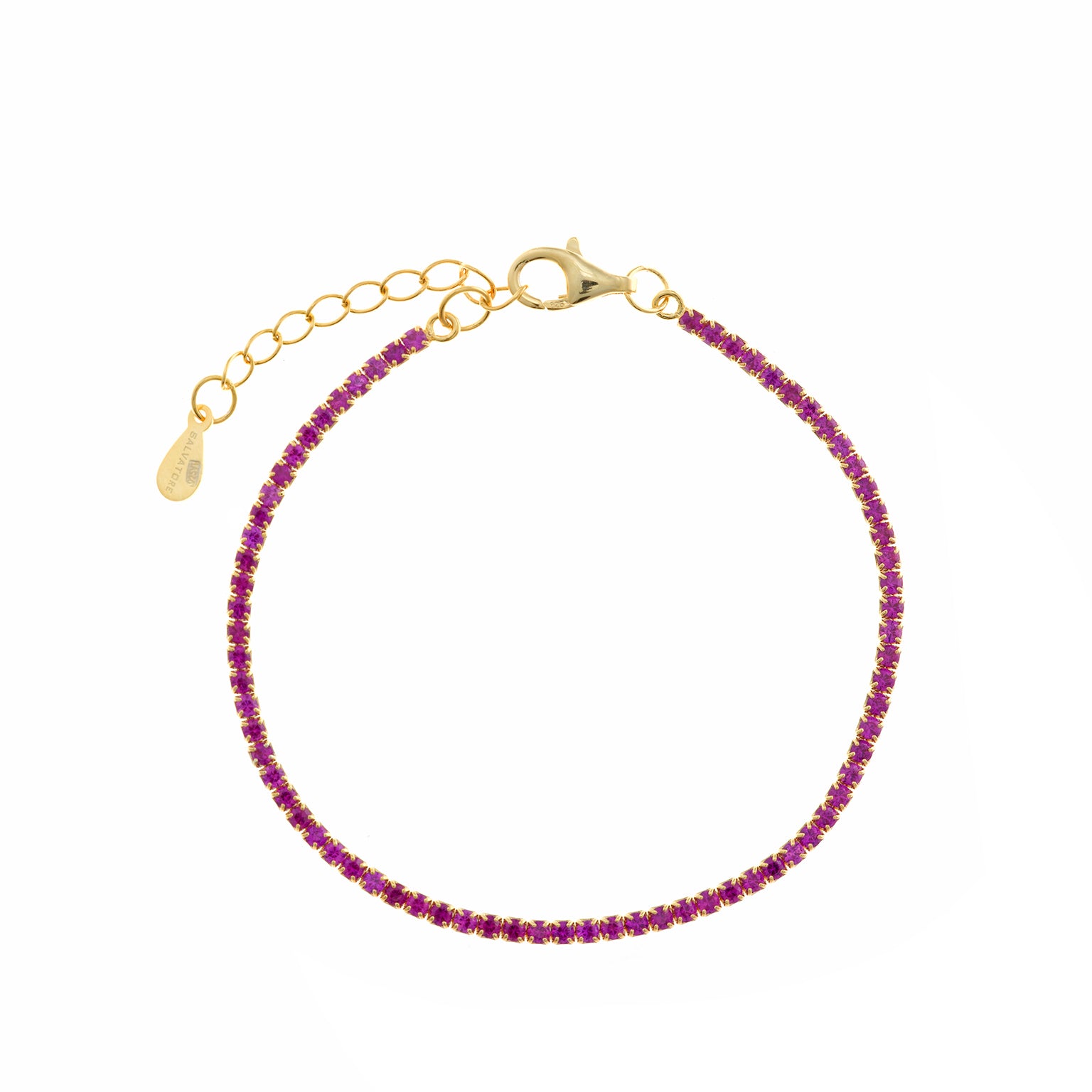 PULSERA PLATA CHAPADO DORADO CIRCONITAS BRILLANTES RUBI