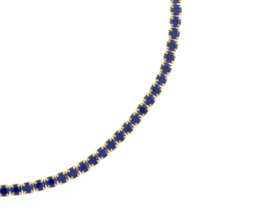 PULSERA PLATA CHAPADO DORADO CIRCONITAS BRILLANTES AZUL