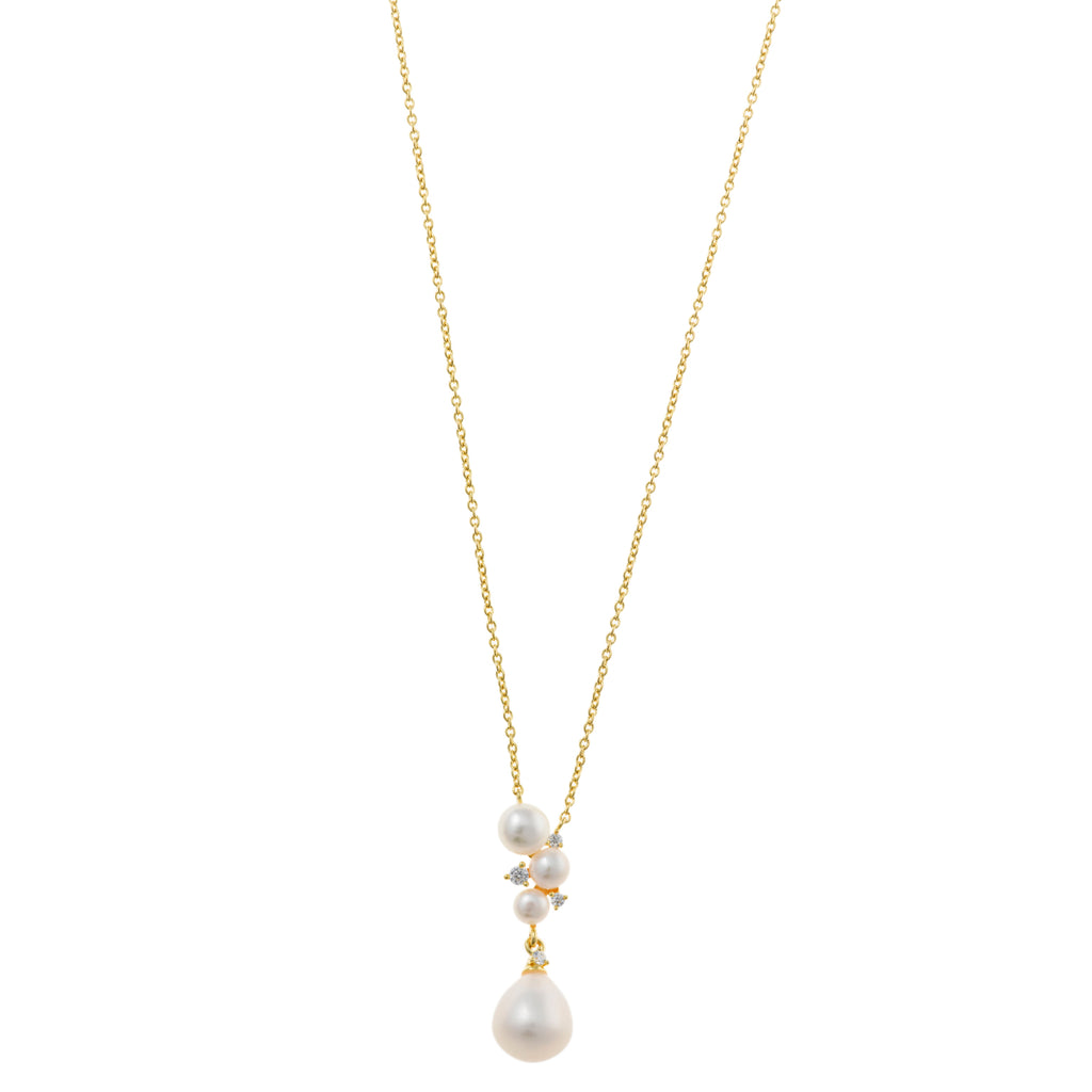 COLLAR PLATA CHAPADO DORADO PERLAS CIRCONITA BLANCA