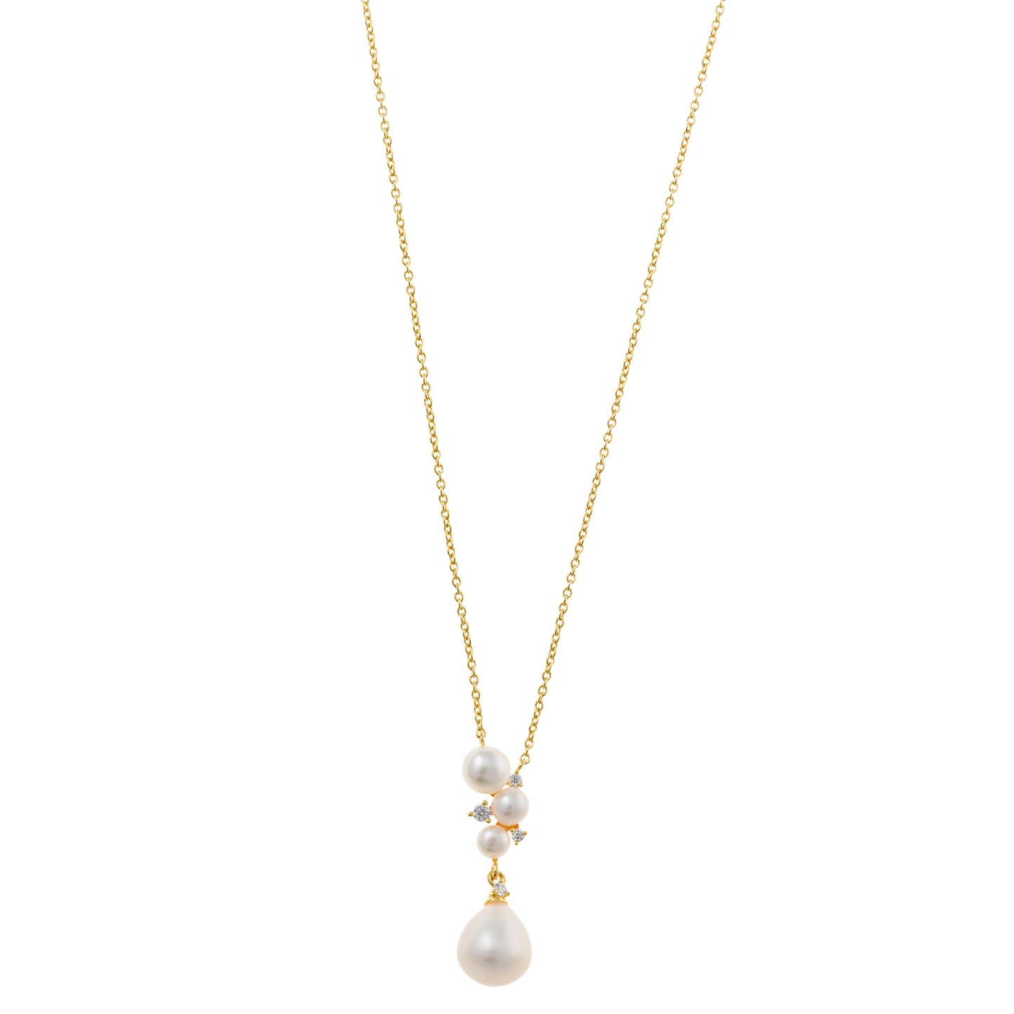 COLLAR PLATA CHAPADO DORADO PERLAS CIRCONITA BLANCA