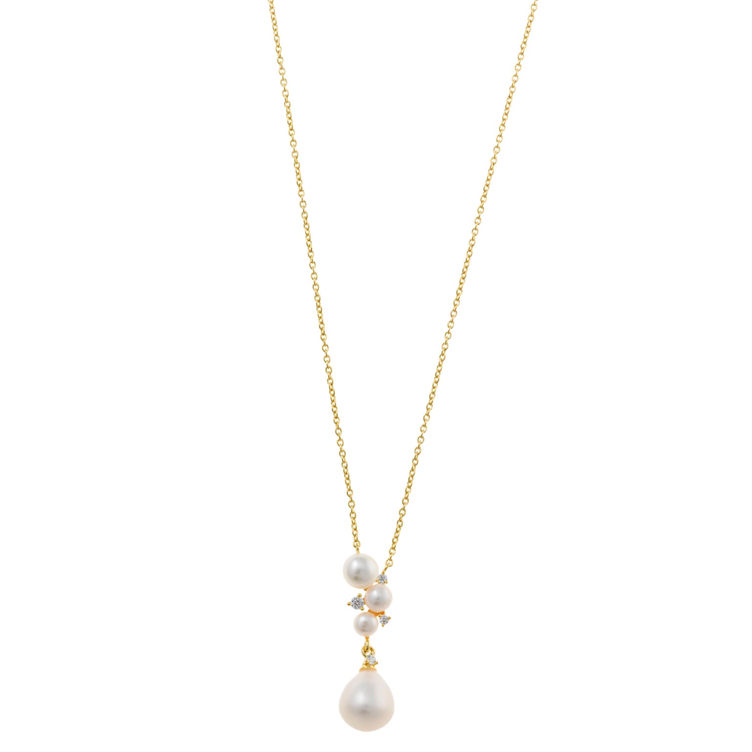 COLLAR PLATA CHAPADO DORADO PERLAS CIRCONITA BLANCA