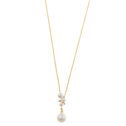 COLLAR PLATA CHAPADO DORADO PERLAS CIRCONITA BLANCA