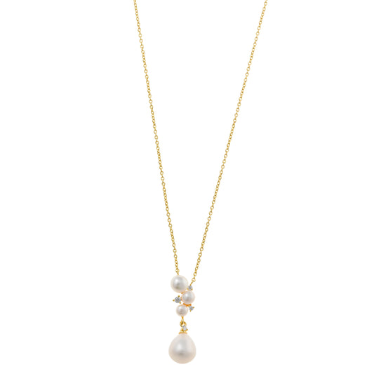 COLLAR PLATA CHAPADO DORADO PERLAS CIRCONITA BLANCA