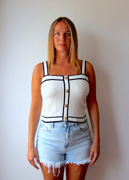 Top Textura Tirante Ancho Blanco