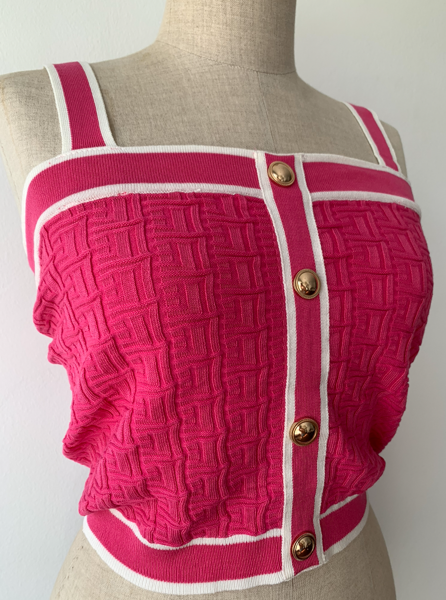 Top Textura Tirante Ancho Fucsia