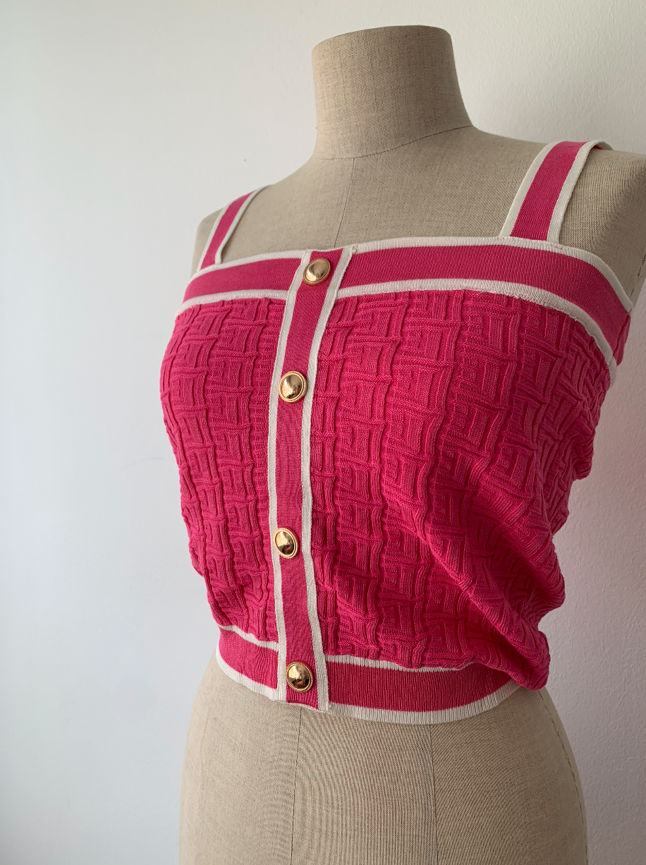 Top Textura Tirante Ancho Fucsia