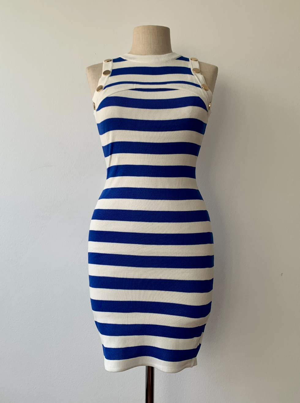 Vestido Punto Rayas Marinero Azul