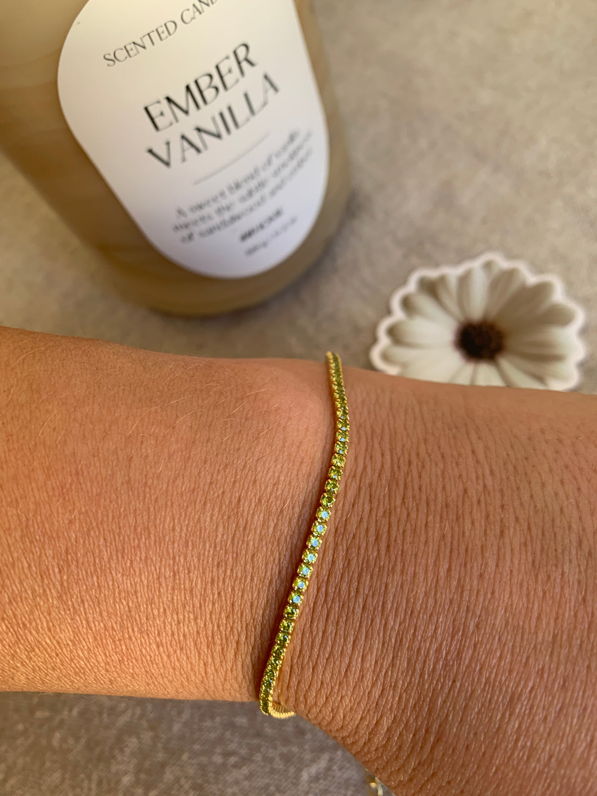 PULSERA PLATA CHAPADO DORADO CIRCONITAS BRILLANTES PERIDOTO